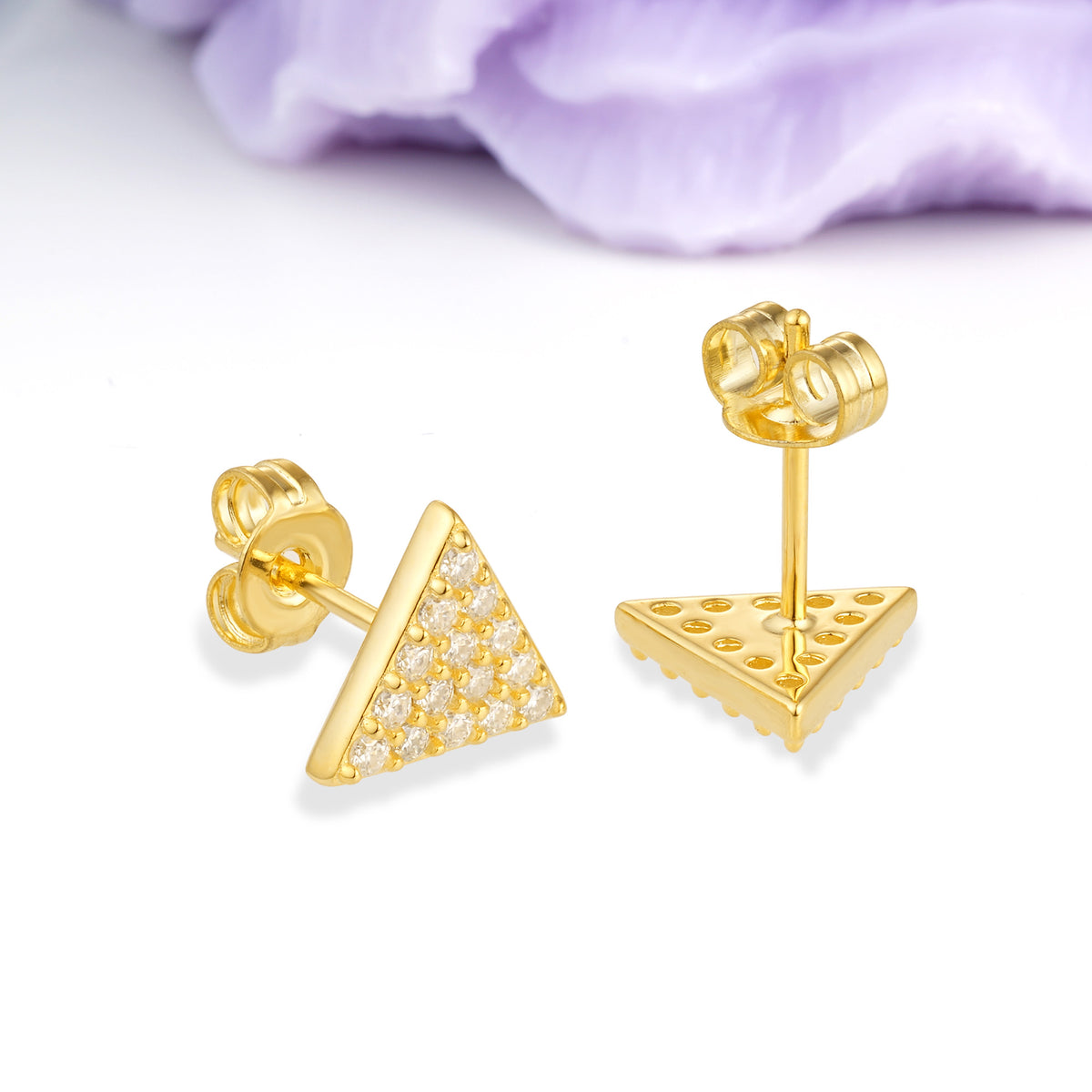 Modern Sharp?Edged Triangle Pave Moissanite Stud Earrings - Additional view