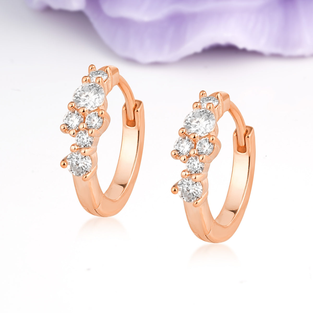 Scattered Cluster Pave Moissanite Huggie Hoop Earrings - Additional view