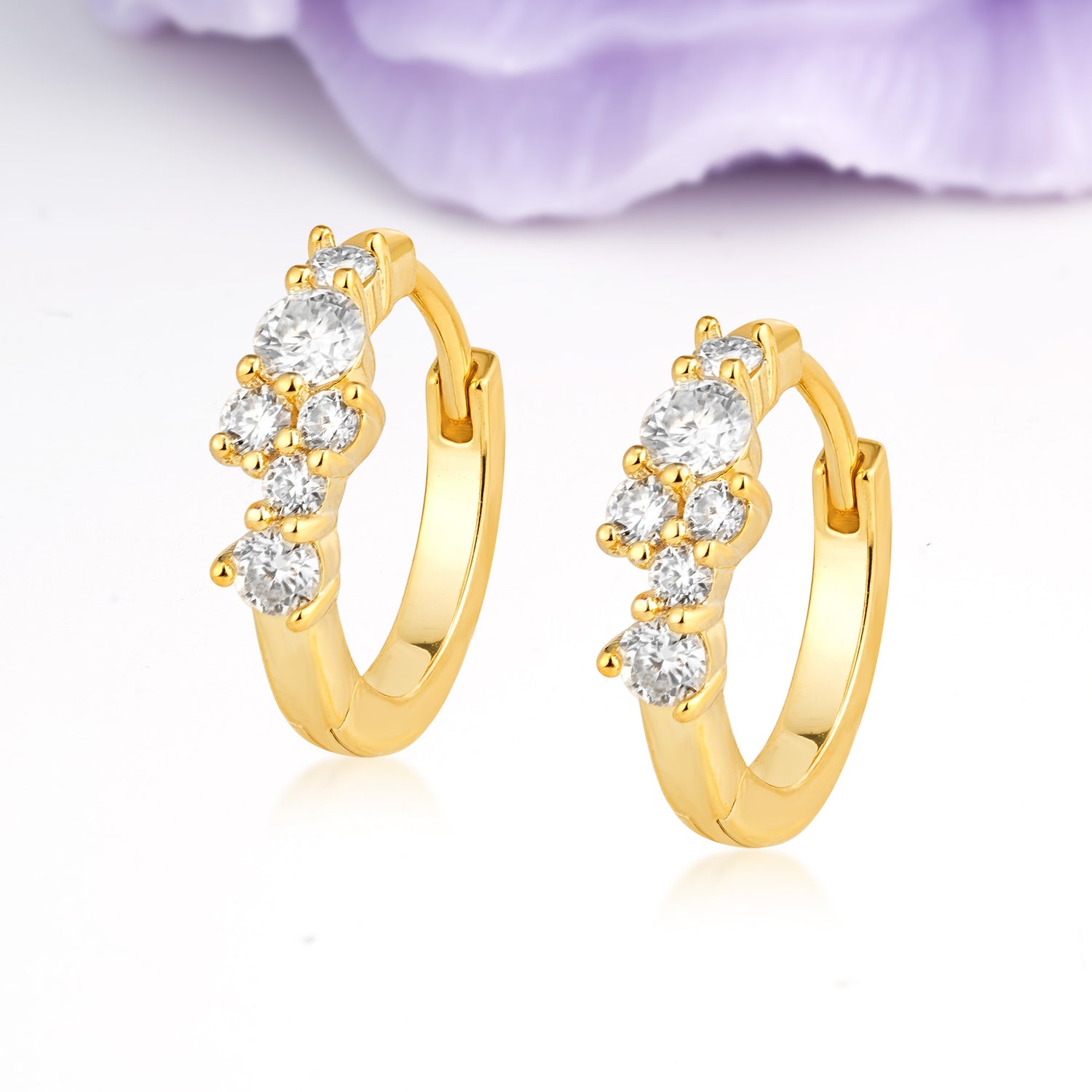 Scattered Cluster Pavé Moissanite Huggie Hoop Earrings
