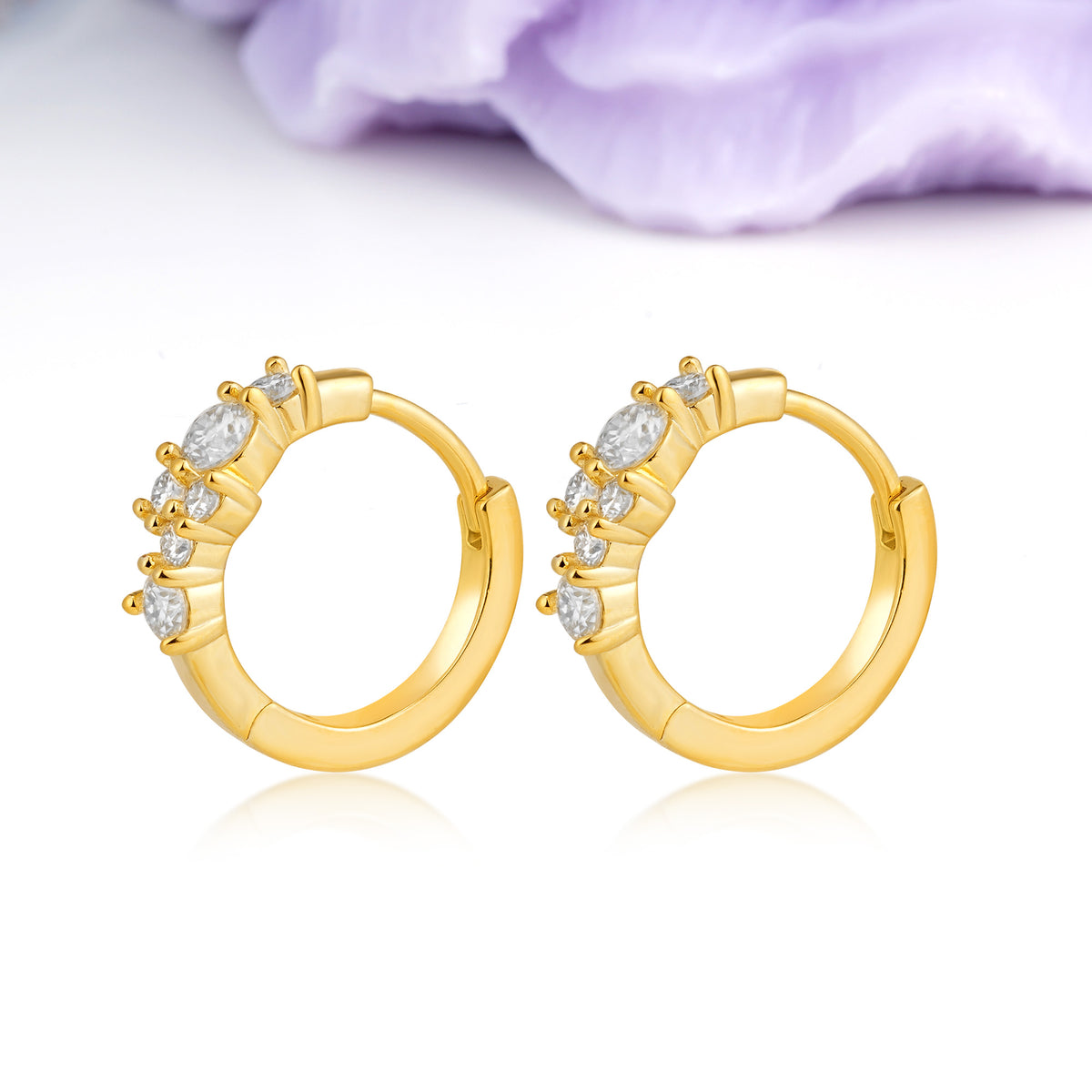 Scattered Cluster Pave Moissanite Huggie Hoop Earrings - Additional view