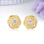 Intertwined Knot Halo Round Cut Moissanite Stud Earrings - Additional view