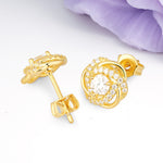 Intertwined Knot Halo Round Cut Moissanite Stud Earrings - Additional view