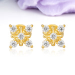 Bead?Accent Geometric Blossom Cluster Moissanite Stud Earrings - Additional view