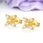 Bead?Accent Geometric Blossom Cluster Moissanite Stud Earrings - Additional view