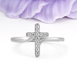 Unique Cross Design Moissanite Wedding Ring - Additional view