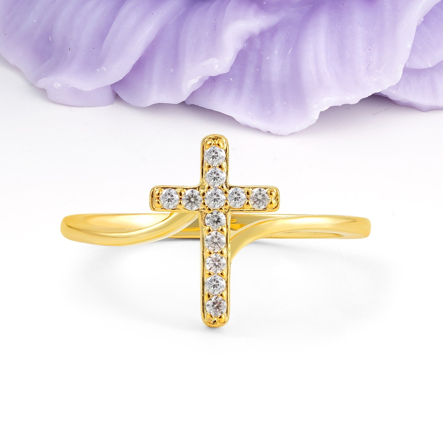 Unique Cross Design Moissanite Wedding Ring - Additional view