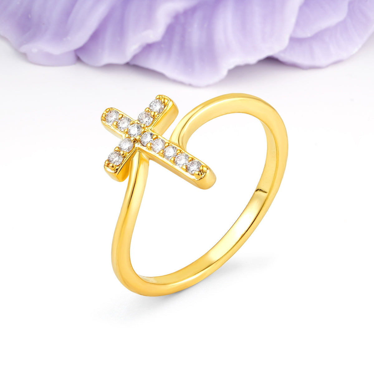 Unique Cross Design Moissanite Wedding Ring - Additional view