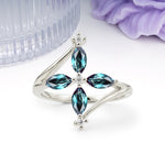 Four Marquise Cut Cross Flower Alexandrite Wedding Ring - Additional view