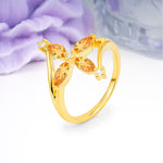 Four Marquise Cut Cross Flower Citrine Wedding Ring - Additional view