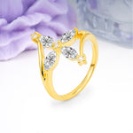 Four Marquise Cut Cross Flower Lab Diamond Wedding Ring - Additional view