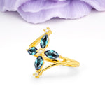 Four Marquise Cut Cross Flower Alexandrite Wedding Ring - Additional view