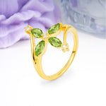 Four Marquise Cut Cross Flower Peridot Wedding Ring - Additional view