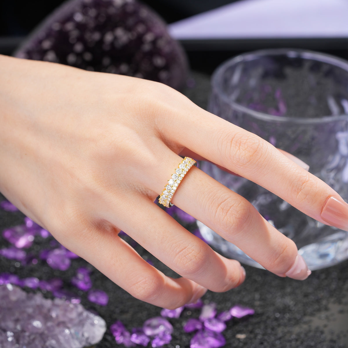 Unique and Luxurious Moissanite Wedding Ring - Additional view