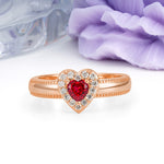 Classic Vintage 3 Prong Heart Cut Ruby Engagement Ring - Additional view
