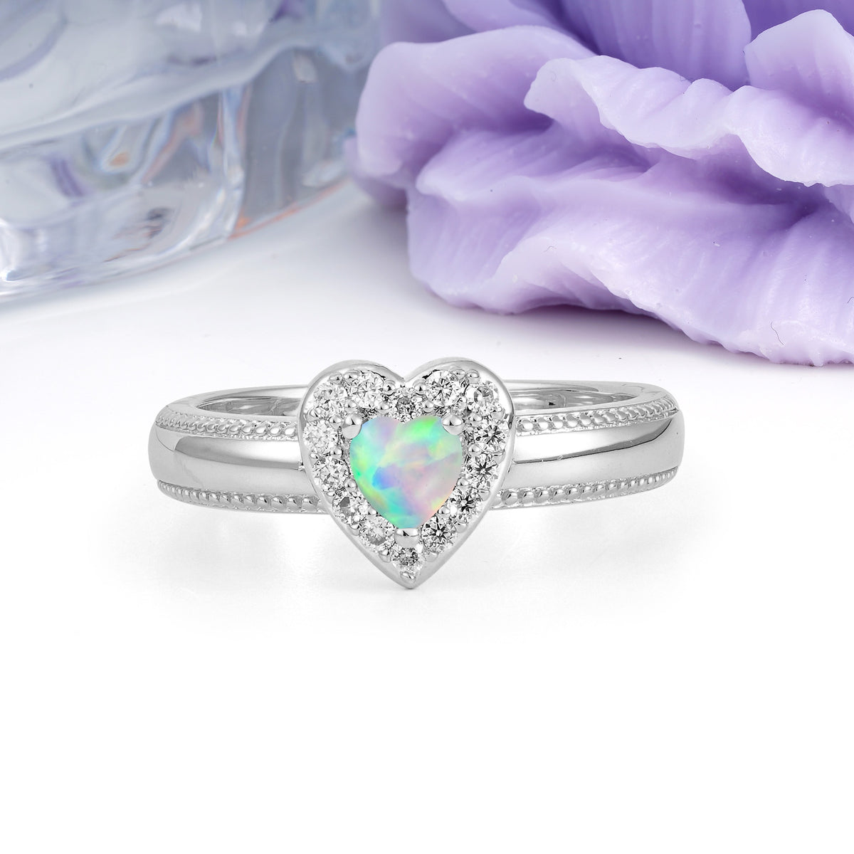 Classic Vintage 3 Prong Heart Cut Fire Opal Engagement Ring - Additional view