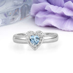 Classic Vintage 3 Prong Heart Cut Aquamarine Engagement Ring - Additional view