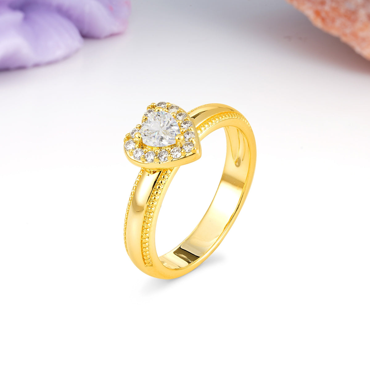 Classic Vintage 3 Prong Heart Cut Moissanite Engagement Ring - Additional view