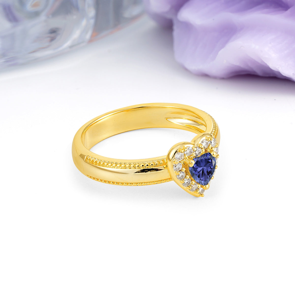 Classic Vintage 3 Prong Heart Cut Tanzanite Engagement Ring - Additional view