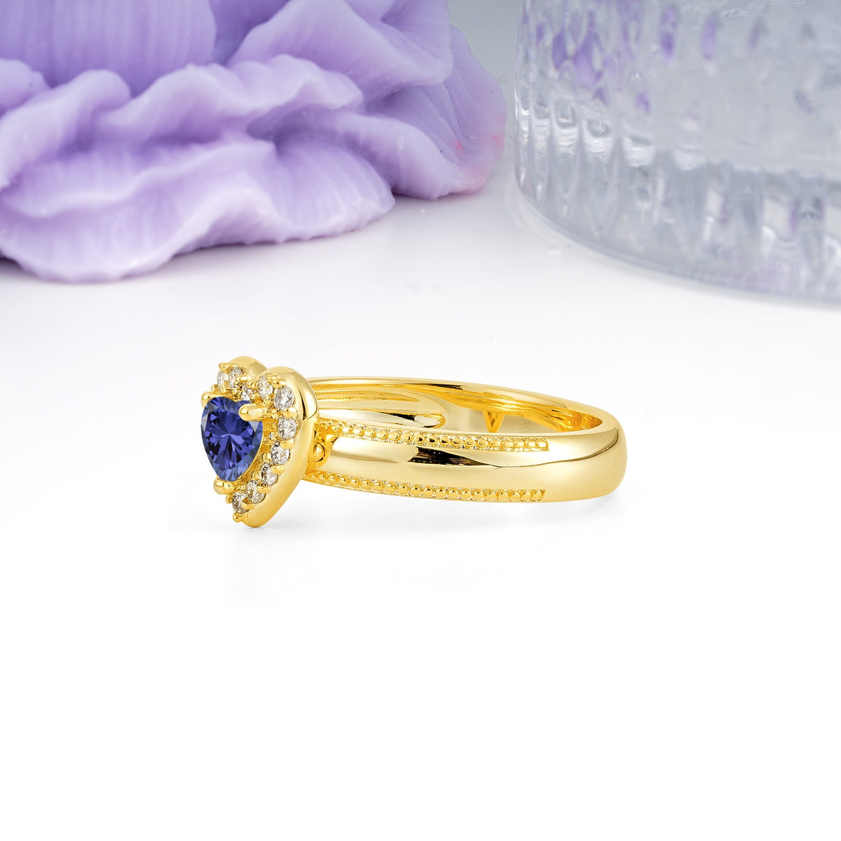 Classic Vintage 3 Prong Heart Cut Tanzanite Engagement Ring - Additional view