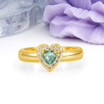 Classic Vintage 3 Prong Heart Cut Moss Agate Engagement Ring - Additional view