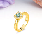 Classic Vintage 3 Prong Heart Cut Moss Agate Engagement Ring - Additional view
