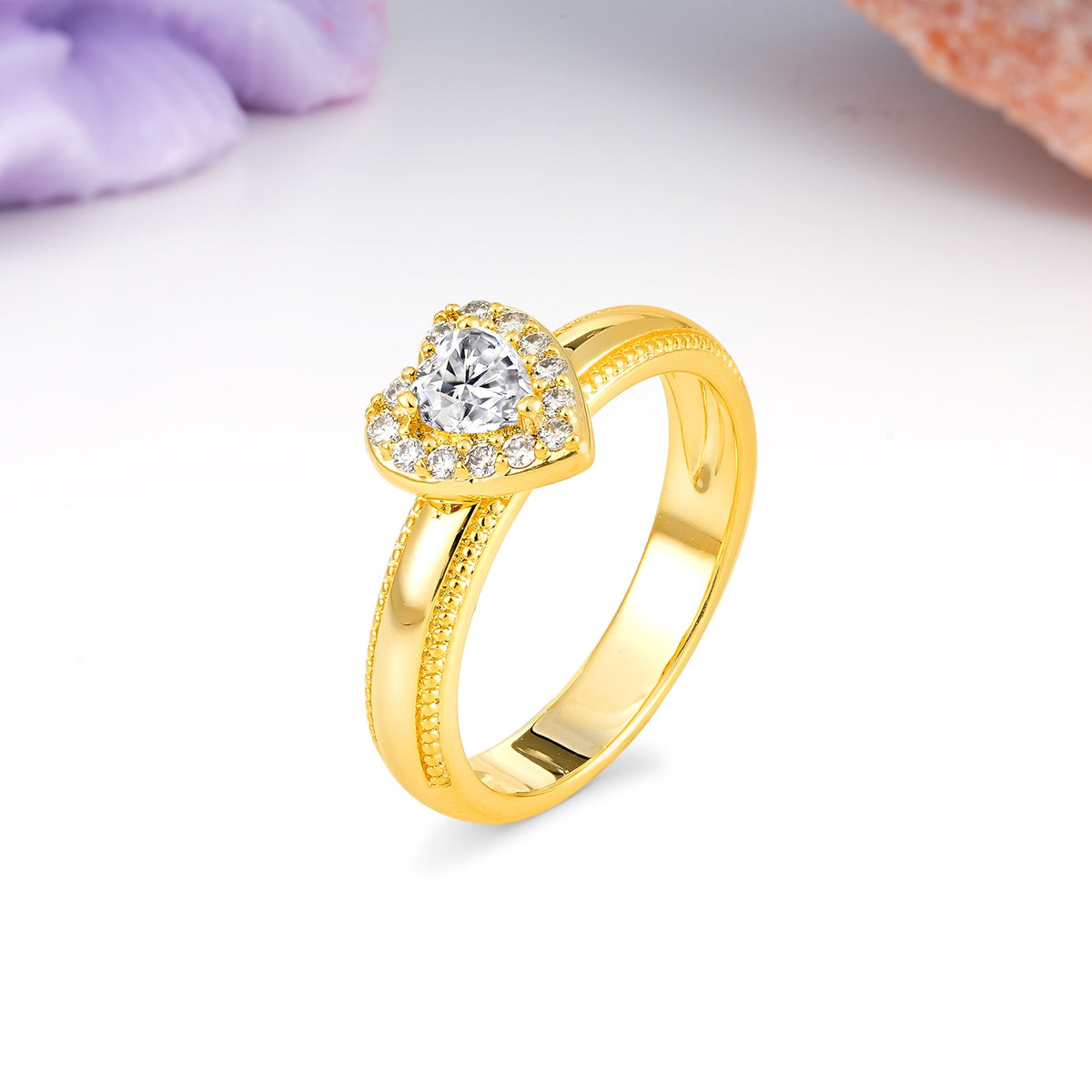 Classic Vintage 3 Prong Heart Cut Lab Diamond Engagement Ring - Additional view