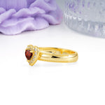 Classic Vintage 3 Prong Heart Cut Garnet Engagement Ring - Additional view