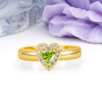 Classic Vintage 3 Prong Heart Cut Peridot Engagement Ring - Additional view