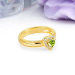 Classic Vintage 3 Prong Heart Cut Peridot Engagement Ring - Additional view