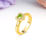 Classic Vintage 3 Prong Heart Cut Peridot Engagement Ring - Additional view