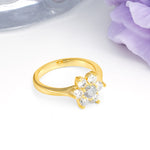 Unique Flower-Shaped 6-Prong Round Cut Moissanite Engagement Ring - Additional view