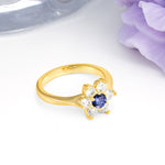 Unique Flower-Shaped 6-Prong Round Cut Tanzanite Engagement Ring - Additional view