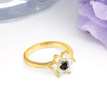 Unique Flower-Shaped 6-Prong Round Cut Black Rutilated Quartz Engagement Ring - Additional view