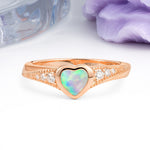 Classic & Minimalist Flush-Set Heart-Cut Fire Opal Engagement Ring - Additional view