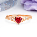 Classic & Minimalist Flush-Set Heart-Cut Ruby Engagement Ring - Additional view