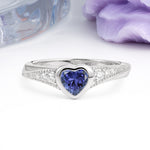 Classic & Minimalist Flush-Set Heart-Cut Tanzanite Engagement Ring - Additional view