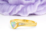 Classic & Minimalist Flush-Set Heart-Cut Fire Opal Engagement Ring - Additional view