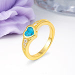 Classic & Minimalist Flush-Set Heart-Cut Turquoise Engagement Ring - Additional view
