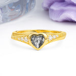 Classic & Minimalist Flush-Set Heart-Cut Black Rutilated Quartz Engagement Ring - Additional view