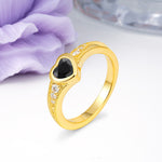 Classic & Minimalist Flush-Set Heart-Cut Black Onyx Engagement Ring - Additional view