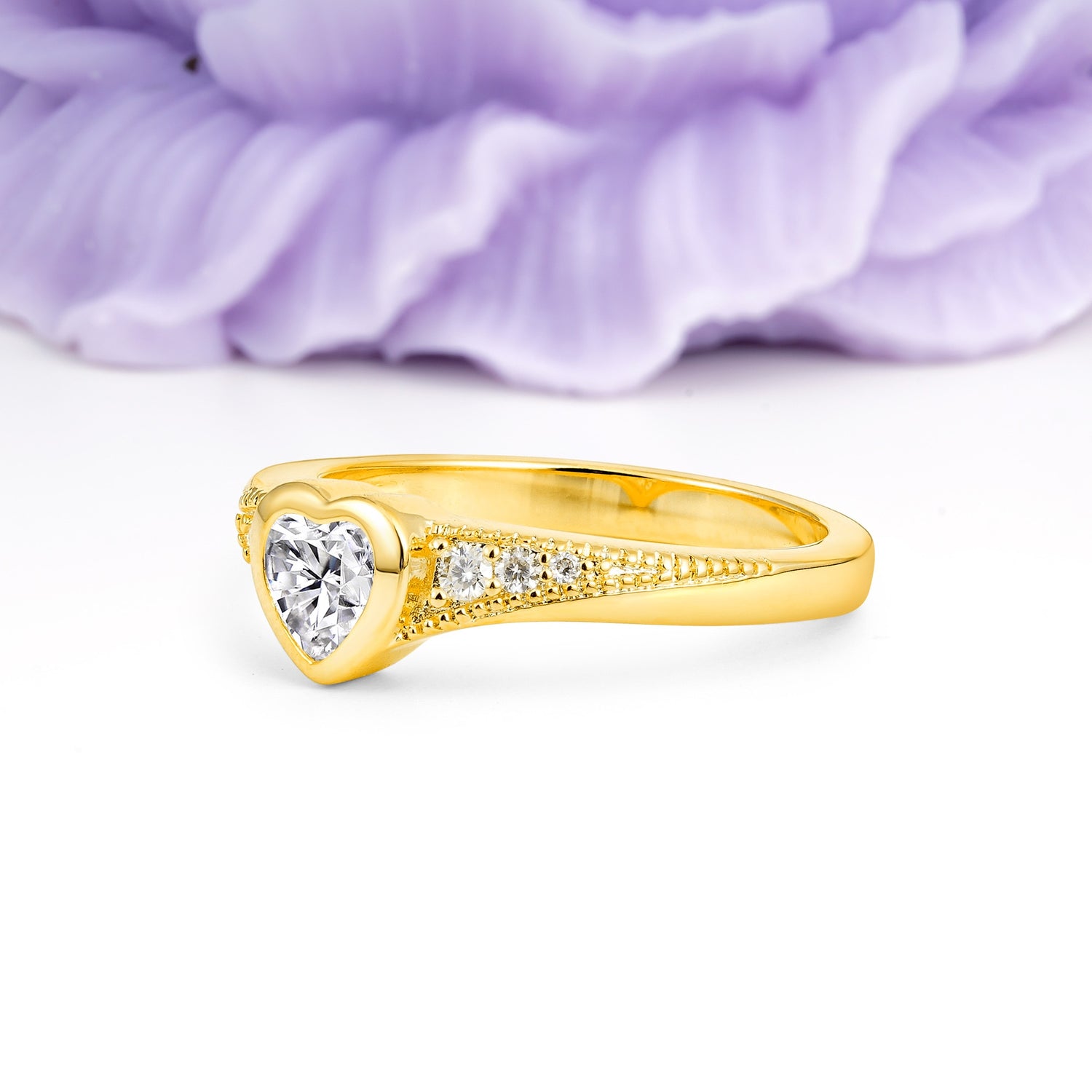 Classic & Minimalist Flush-Set Heart-Cut Lab Diamond Engagement Ring - Additional view