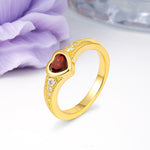 Classic & Minimalist Flush-Set Heart-Cut Garnet Engagement Ring - Additional view