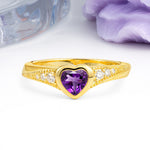 Classic & Minimalist Flush-Set Heart-Cut Amethyst Engagement Ring - Additional view