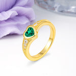 Classic & Minimalist Flush-Set Heart-Cut Emerald Engagement Ring - Additional view