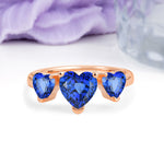 Unique 3 Prong Heart Cut Sapphire Three stones Wedding Ring - Additional view