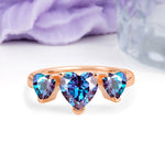 Unique 3 Prong Heart Cut Alexandrite Three stones Wedding Ring - Additional view