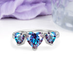 Unique 3 Prong Heart Cut Alexandrite Three stones Wedding Ring - Additional view