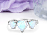 Unique 3 Prong Heart Cut Moonstone Three stones Wedding Ring - Additional view
