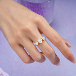 Unique 3 Prong Heart Cut Moissanite Three stones Wedding Ring - Additional view