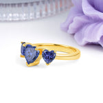 Unique 3 Prong Heart Cut Tanzanite Three stones Wedding Ring - Additional view
